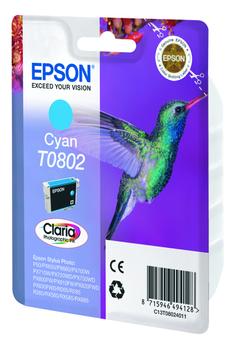 EPSON n Ink Cartridges,  Claria" Photographic,  T0802, Hummingbird,  Singlepack,  1 x 7.4 ml Cyan (C13T08024011)