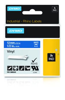 DYMO Rhino 12 mm Vinyl white on Blue (1805243 $DEL)