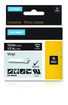 DYMO Rhino 12 mm Vinyl white on Black (1805435)