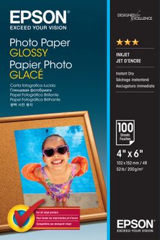 EPSON n Media, Media, Sheet paper, Photo Paper Glossy, Office - Photo Paper, Home - Photo Paper, Photo, 10 x 15 cm, 200 g/m2, 100 Sheets, Singlepack (C13S042548)