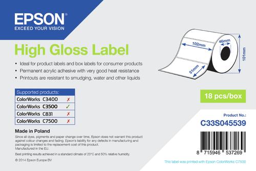EPSON Label/ High Gloss Die-cut 102mmx51mm 610 (C33S045539)