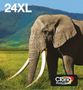 EPSON n Ink Cartridges,  Claria" Photo HD Ink, 24XL, Elephant, Multipack,  1 x 8.7 ml Magenta, 1 x 9.8 ml Light Cyan, 1 x 10.0 ml Black, 1 x 9.8 ml Light Magenta, 1 x 8.7 ml Yellow, 1 x 8.7 ml Cyan, XL (C13T24384510)