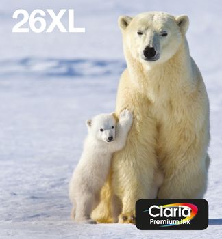 EPSON n Ink Cartridges,  Claria" Premium Ink, 26XL, Polar bear, Multipack,  1 x 9.7 ml Cyan, 1 x 9.7 ml Yellow, 1 x 12.2 ml Black, 1 x 9.7 ml Magenta (C13T26364511)