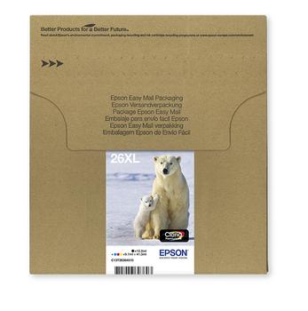 EPSON n Ink Cartridges,  Claria" Premium Ink, 26XL, Polar bear, Multipack,  1 x 9.7 ml Cyan, 1 x 9.7 ml Yellow, 1 x 12.2 ml Black, 1 x 9.7 ml Magenta (C13T26364511)