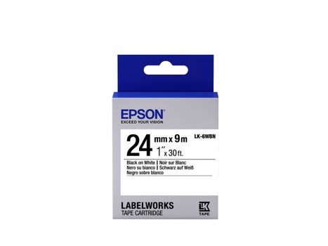 EPSON LABEL CARTRIDGE STANDARD LK-6WBN BLACK/ WHITE 24MM (9M) SUPL (C53S656006)