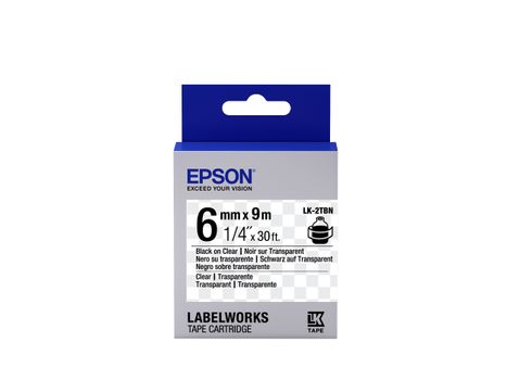 EPSON TAPE - LK2TBN CLEAR BLK/ CLEAR 6/9 SUPL (C53S652004)