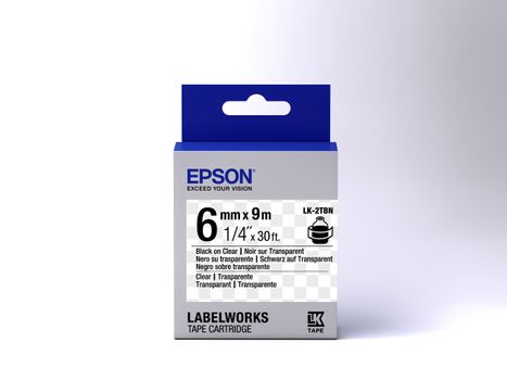 EPSON TAPE - LK2TBN CLEAR BLK/ CLEAR 6/9 SUPL (C53S652004)