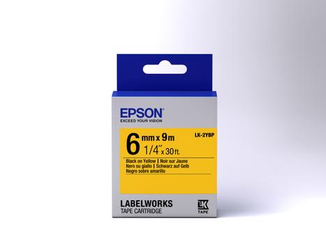 EPSON TAPE - LK2YBP PASTEL BLK/ YELL 6/9 SUPL (C53S652002)