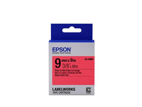 EPSON TAPE - LK3RBP PASTEL BLK/ RED 9/9 SUPL (C53S653001 $DEL)