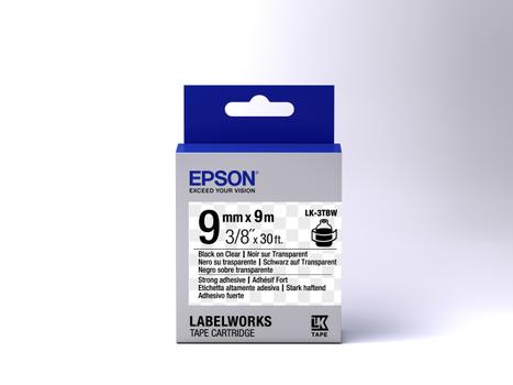 EPSON Label/ LK-3TBW Strong Adh 9mm x 9m BK/CL (C53S653006)
