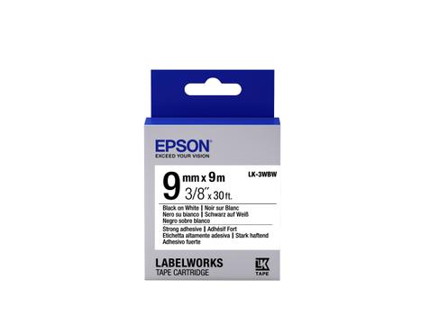 EPSON LABEL CARTRIDGE STRONG ADHESIVE LK-3WBW BLACK/ WHITE 9MM SUPL (C53S653007)