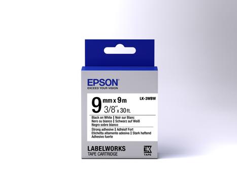 EPSON LABEL CARTRIDGE STRONG ADHESIVE LK-3WBW BLACK/ WHITE 9 (C53S653007)