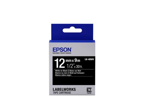 EPSON LABEL CARTRIDGE VIVID WHITE/ BLACK TAPE 12MM (9M) SUPL (C53S654009)