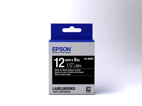 EPSON LABEL CARTRIDGE VIVID WHITE/ BLACK TAPE 12MM (9M) SUPL (C53S654009)