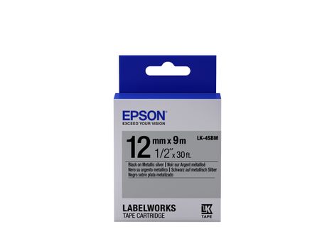 EPSON Metallic Tape - LK-4SBM Metallic Blk/Siv 12/9 (C53S654019)