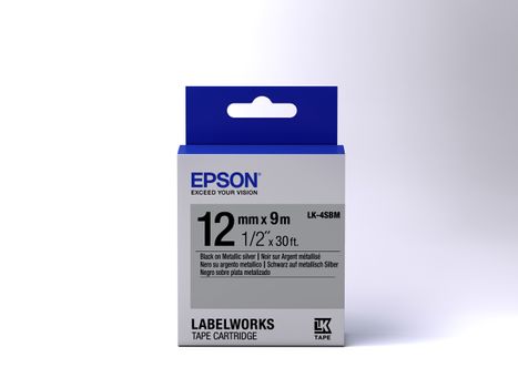 EPSON Metallic Tape - LK-4SBM Metallic Blk/Siv 12/9 (C53S654019)