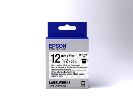 EPSON TAPE - LK4TBW STRNG ADH BLK/ CLEAR 12/9 SUPL (C53S654015)