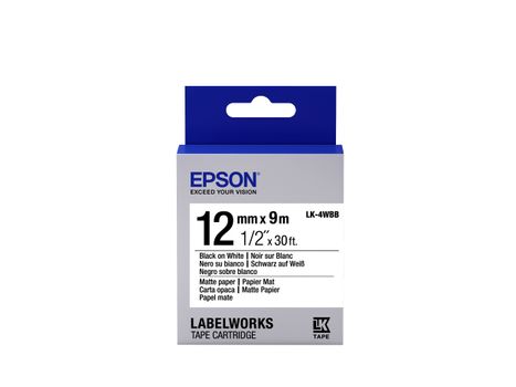 EPSON Matte Paper Tape - LK-4WBB Matte Pap Blk/Wht 12/9 (C53S654023)