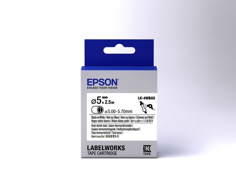 EPSON TAPE - LK-4WBA5 HST BLK WHT D5/2.5 SUPL (C53S654904)