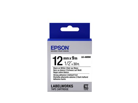 EPSON TAPE - LK4WBW STRNG ADH BLK/ WHT 12/9 SUPL (C53S654016 $DEL)