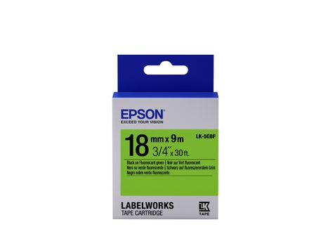 EPSON TAPE - LK5GBF FLUOR BLK/ GREEN 18/9 SUPL (C53S655005)