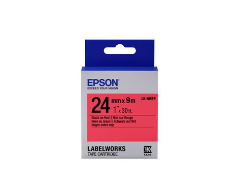 EPSON TAPE - LK6RBP PASTEL BLK/ RED 24/9 SUPL (C53S656004)
