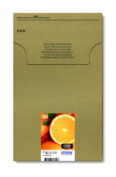 EPSON n Ink Cartridges,  Claria" Premium Ink, 33, Oranges, Multipack,  1 x 6.4 ml Black, 1 x 4.5 ml Yellow, 1 x 4.5 ml Photo Black, 1 x 4.5 ml Cyan, 1 x 4.5 ml Magenta, Standard (C13T33374510)