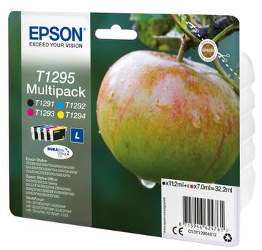 EPSON T1295 ink cartridge black and tri-colour high capacity 11.2ml and 3 x 7ml 4-pack blister without alarm (C13T12954012)