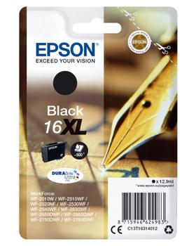 EPSON 16XL ink cartridge black high capacity 12.9ml 500 pages 1-pack blister without alarm (C13T16314012)