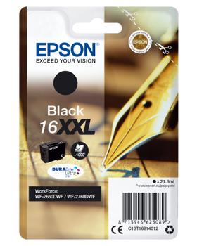EPSON n Ink Cartridges,  DURABrite" Ultra, 16XXL, Pen and crossword,  Singlepack,  1 x 21.6 ml Black, High, XXL (C13T16814012)