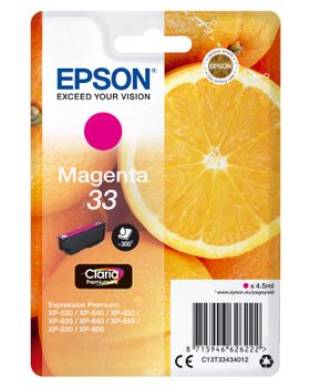 EPSON Singlepack Magenta 33 Claria Premium Ink (C13T33434012)