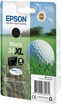 EPSON n Ink Cartridges,  DURABrite" Ultra, 34XL, Golf ball, Singlepack,  1 x 16.3 ml Black, XL (C13T34714010)
