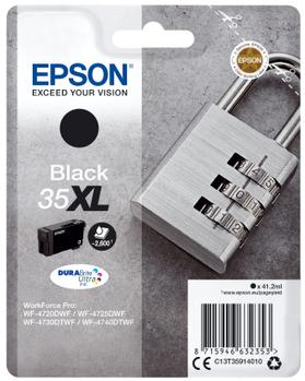 EPSON n Ink Cartridges,  DURABrite" Ultra, 35XL, Padlock, Singlepack,  1 x 41.2 ml Black, XL, RF+AM (C13T35914020)