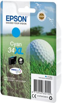 EPSON n Ink Cartridges,  DURABrite" Ultra, 34XL, Golf ball, Singlepack,  1 x 10.8 ml Cyan, XL (C13T34724010)