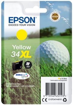 EPSON 34XL - 10.8 ml - XL - gul - original - blister med RF-larm/ akustiskt larm - bläckpatron (C13T34744020)