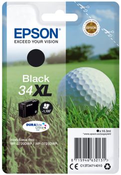 EPSON n Ink Cartridges,  DURABrite" Ultra, 34XL, Golf ball, Singlepack,  1 x 16.3 ml Black, XL (C13T34714010)