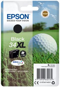 EPSON n Ink Cartridges,  DURABrite" Ultra, 34XL, Golf ball, Singlepack,  1 x 16.3 ml Black, XL (C13T34714010)