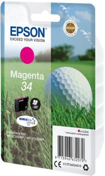 EPSON n Ink Cartridges,  DURABrite" Ultra, 34, Golf ball, Singlepack,  1 x 4.2 ml Magenta (C13T34634010)