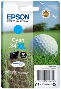 EPSON n Ink Cartridges,  DURABrite" Ultra, 34XL, Golf ball, Singlepack,  1 x 10.8 ml Cyan, XL (C13T34724010)