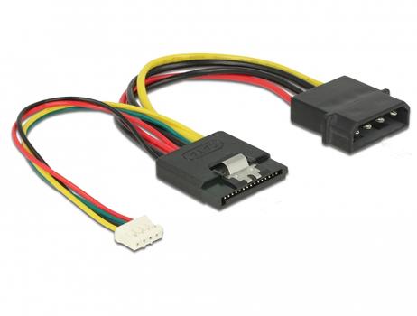 DELOCK Cable Power SATA 15 pin receptacle > Molex 4 pin male + 4 pin power female (85673)