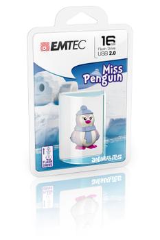 EMTEC Animalitos Marine Range M336 Miss Penguin 16GB USB 2.0 Blå Lilla Hvid (ECMMD16GM336)