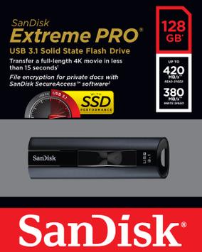 SanDisk Extreme Pro - USB-flashstasjon - 128 GB - USB 3.1 (SDCZ880-128G-G46)