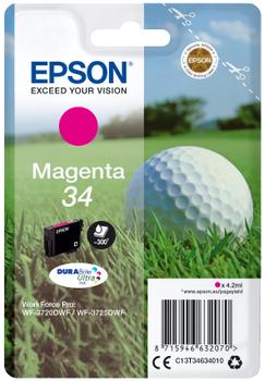 EPSON n Ink Cartridges,  DURABrite" Ultra, 34, Golf ball, Singlepack,  1 x 4.2 ml Magenta (C13T34634010)