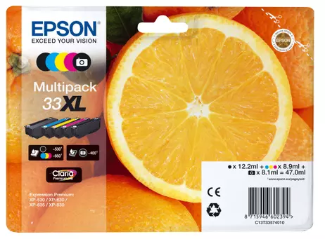Epson 33XL Multipack - 5-pack - XL - svart, gul, cyan, magenta, fotosort - original - blekkpatron (C13T33574021)