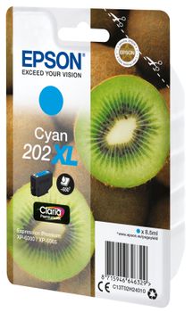 EPSON n Ink Cartridges,  Claria" Premium Ink, 202XL, Kiwi, Singlepack,  1 x 8.5ml Cyan, High, XL (C13T02H24010)