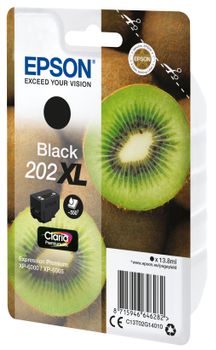 EPSON n Ink Cartridges,  Claria" Premium Ink, 202XL, Kiwi, Singlepack,  1 x 13.8ml Black, High, XL (C13T02G14010)