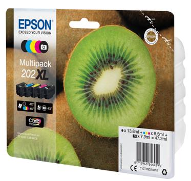 Epson 202XL Multipack - 5-pack - XL - svart, gul, cyan, magenta, fotosort - original - blekkpatron (C13T02G74020)