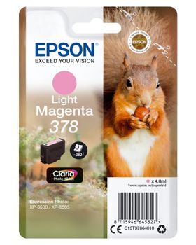 EPSON n 378 - 4.8 ml - light magenta - original - blister with RF/ acoustic alarm - ink cartridge - for Expression Home XP-8605, XP-8606, Expression Photo XP-8500 Small-in-One,  XP-8700 (C13T37864020)
