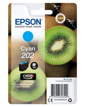 EPSON SINGLEPACK CYAN 202 CLARIA KIWI PREMIUM INK CARTRIDGES1 X 4.1ML SUPL (C13T02F24010)