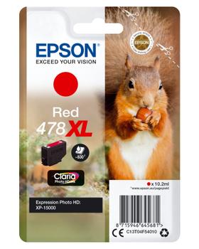 EPSON n Ink Cartridges,  Claria" Photo HD Ink, 478XL, Squirrel, Singlepack,  1 x 10.2ml Red (C13T04F54010)